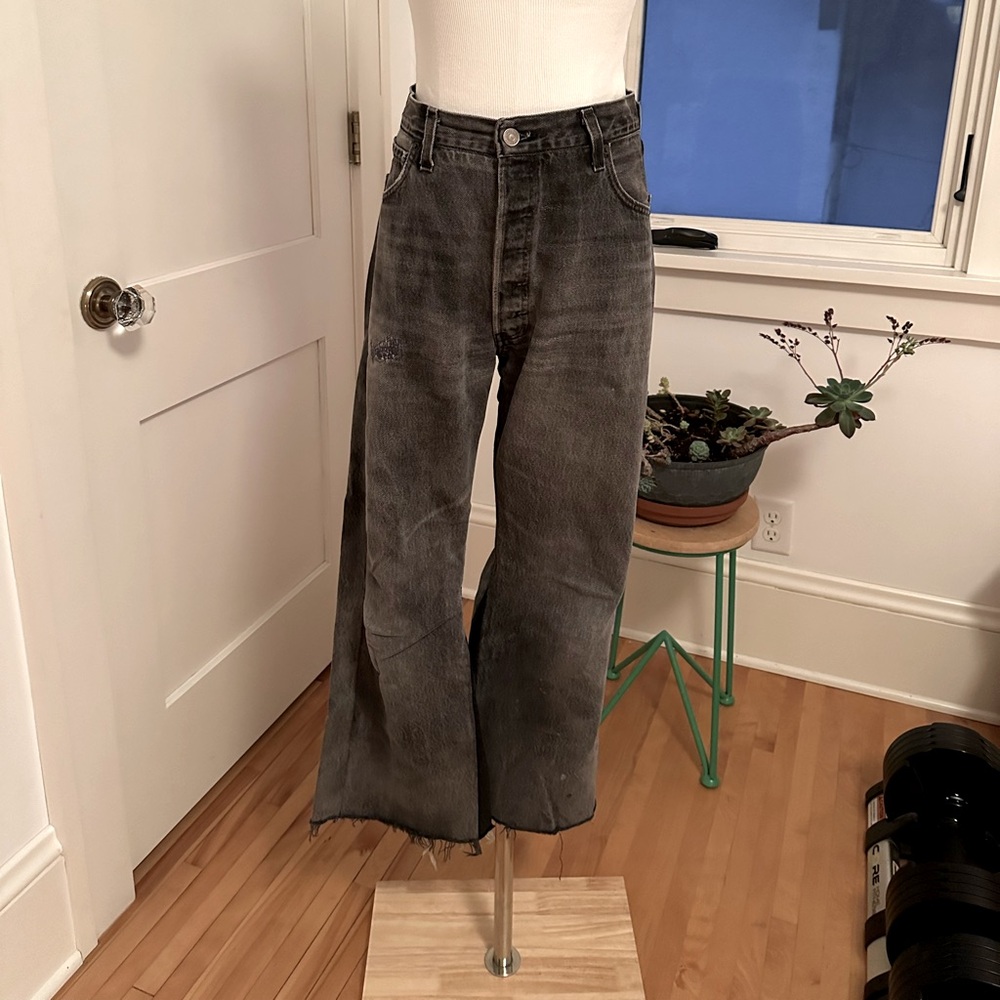 Re/Done x Levi’s vintage reworked flare jeans in faded black size 26 EUC